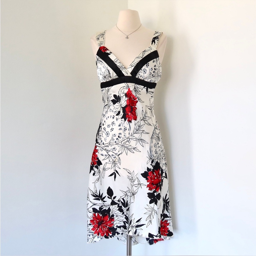 Vintage whimsigoth satin floral dress